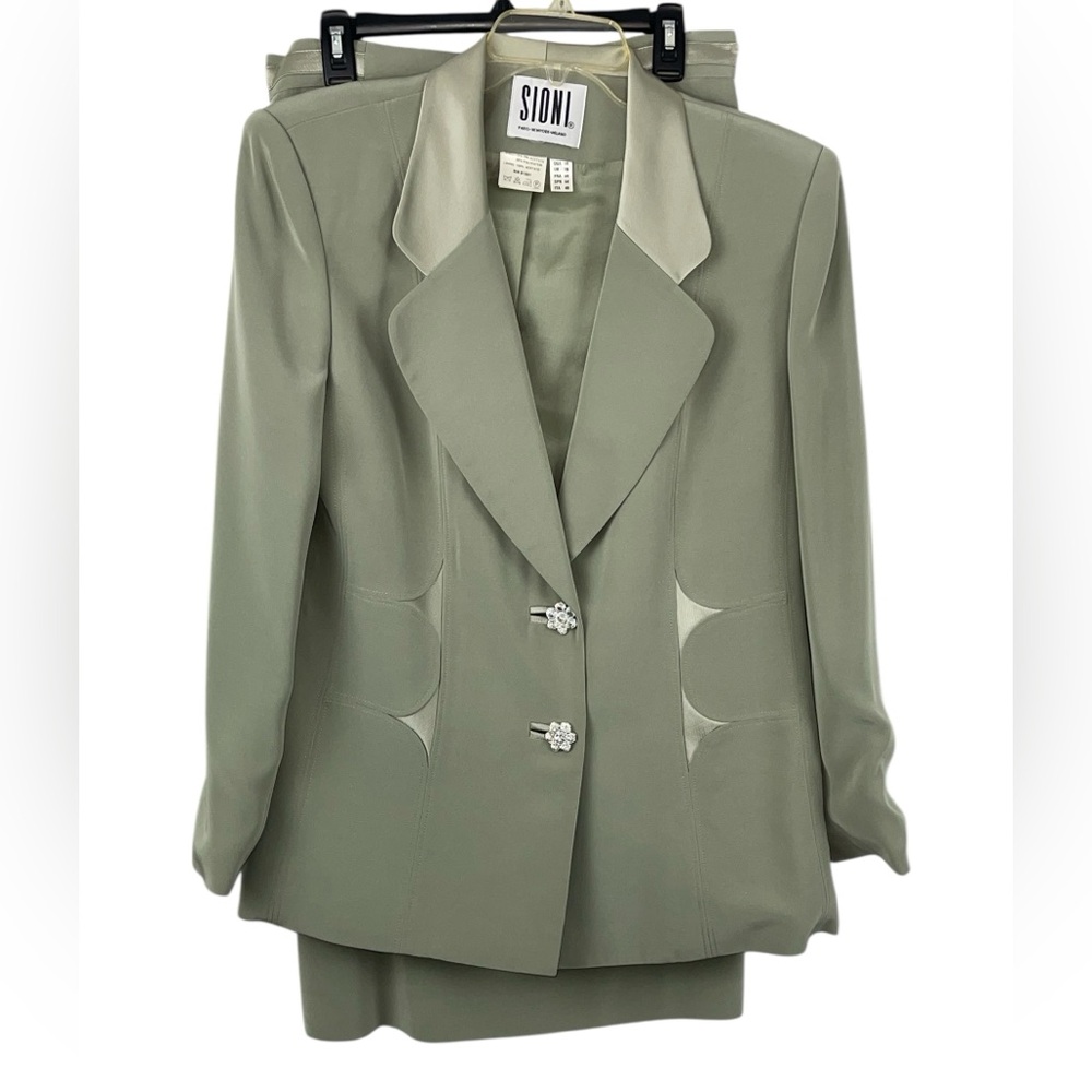 Sioni two piece green skirt suite / vintage? Size 14 GUC - Picture 7 of 12